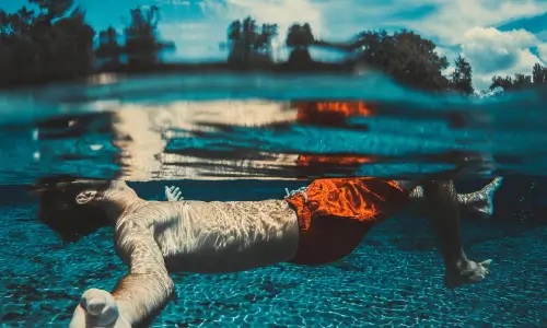 Floating in a swimming pool